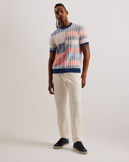 BARDA-Knitwear-SS Regular Striped Knitted T-Shirt- Ted Baker Romania